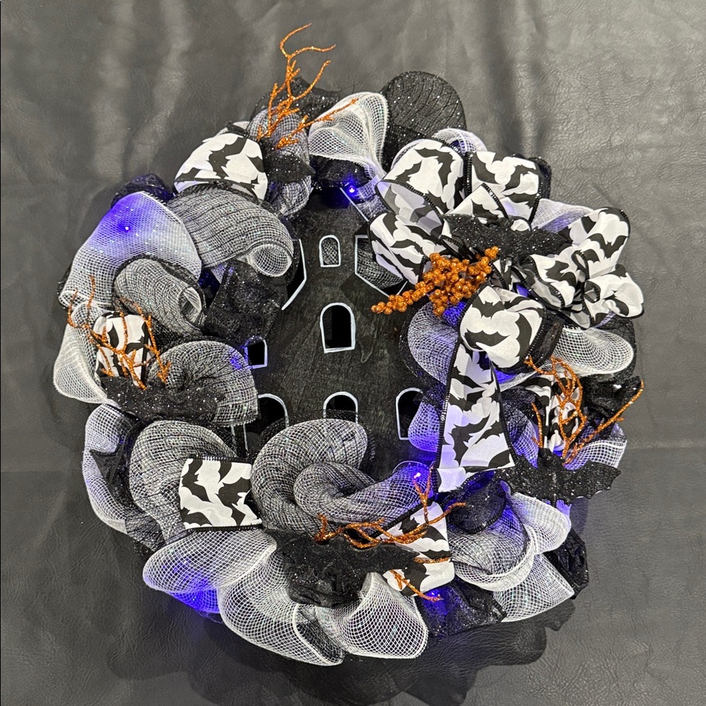 Black and White Halloween Wreath